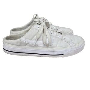 Nike Court Legacy Mule Sneakers Womens 7.5 White Canvas Slip On Shoes DB3970-100
